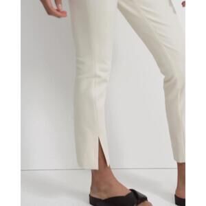 Theory Women's Cream Straight Slit Pant Waffle-Knit Cotton Dress Pants - Size 8